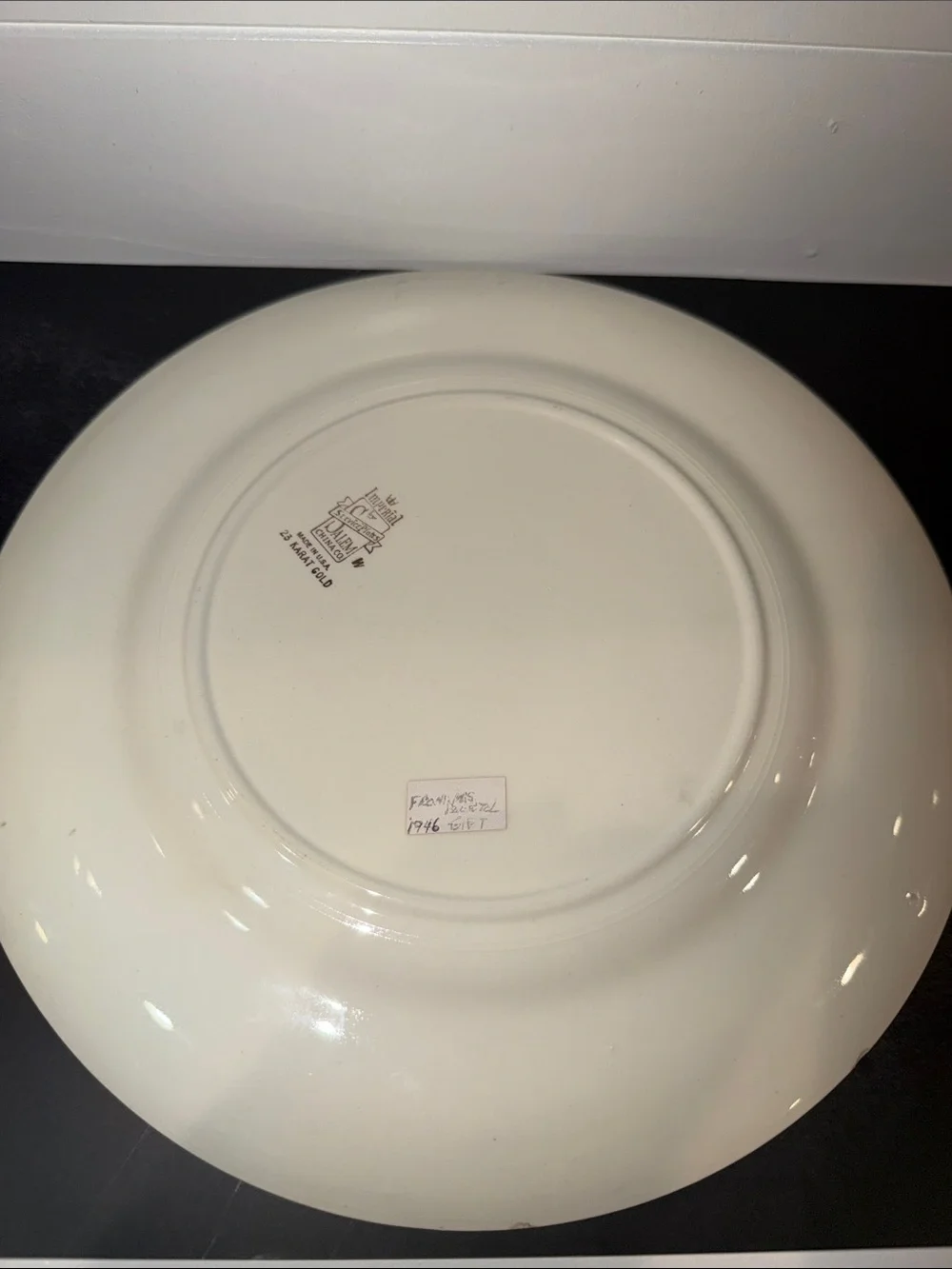 Decorative Red and Gold Accent Dinner Plate with Victorian Ladies
